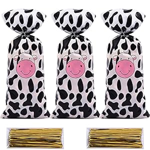 Rainmae 100 Pcs Cow Print Treat Bags Cow Cellophane Candy Bags Plastic Goodie Storage Bags Farm Animal Theme Goodie Party Gift Bags for Baby Shower Barnyard Cowboy Cowgirl Farmhouse Themed Birthday Rainmae 100 Pcs Cow Print Treat Bags Cow Cellophane Candy Bags Plastic Goodie Storage Bags Farm Animal Theme Goodie Party Gift Bags for Baby Shower Barnyard Cowboy Cowgirl Farmhouse Themed Birthday