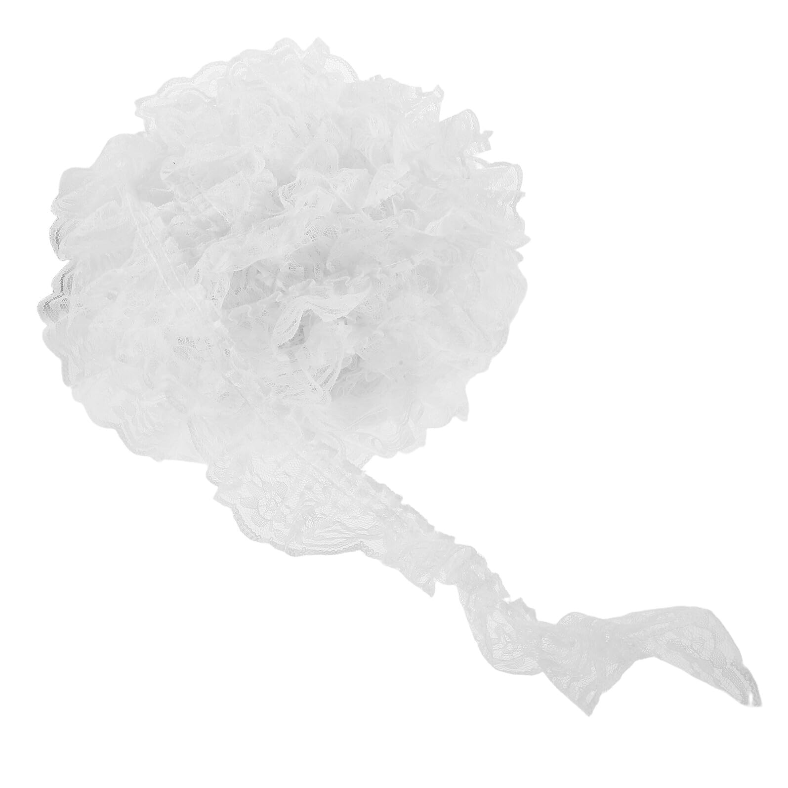 SHERCHPRY Nastro di Pizzo Arricciato Bianco 6 Cm X 40 M Bordo Plissettato Ricamato, Nastro Floreale per Cucito e Decorazioni Artigianali, Tessuto Delicato Adatto per Abbigliamento e Progetti