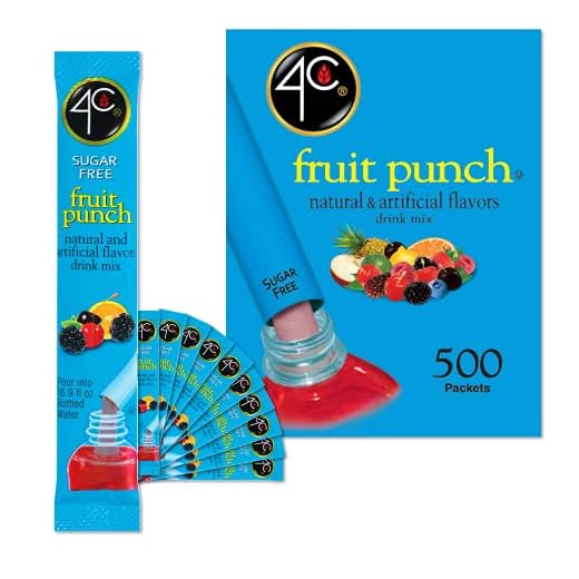4C Fruit Punch Powder Drink Stix, 500 Count