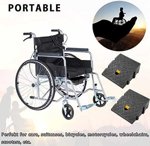 JAHOMFAI Bordsteinrampen, Aus Robustem Kunststoff, 2 Stück Tragbar Rampe Rollstuhl Türschwellenrampe für Auffahrt, Gehweg, Motorrad, Roller, Autos, mit 2 Erweiterungsbolzen(Gelb 27 x 25 x 7cm)