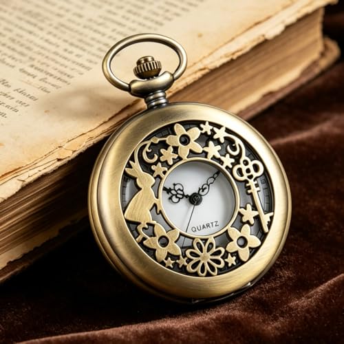 Image of VIGOROSO Women's Quartz Vintage Pocket Watch for Men Pocketwatch Women Unisex Accessory Analog Display Pendant Steampunk Costume Cosplay Prop Christmas Birthday Gift for Her Him Ideal Gifts