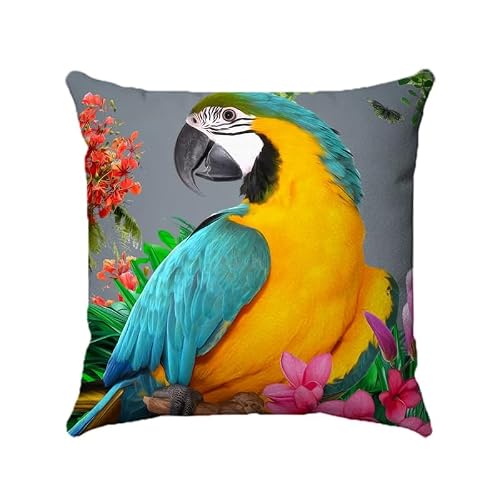 Image of ZFENGYYUAN Outdoor Cushion cover 45 x 45cm Princely Parrot Grey Garden Furniture Seat Chair Office Car Cafe Decorative throw pillowcase Home Decor invisible zipper