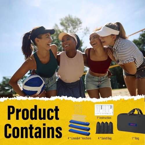 DDVLG Beach Volleyball Lines for Sand or Grass, 2inch Sand Volleyball Boundary Lines for Beach Court 26.3'x52.6' [Doubles 2V2], Highly Visible, All-Weather, with Metal Anchors & Sand Bags - Blue - image 7
