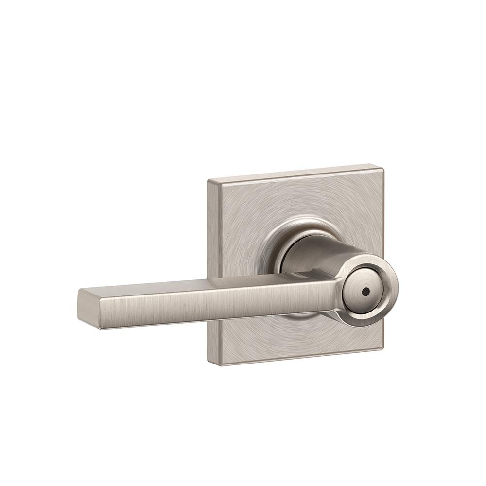 SCHLAGE F40 LAT 619 COL Collins Trim Latitude Bed and Bath Lever (Satin Nickel)