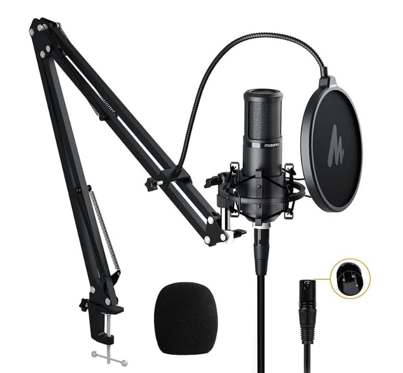 Image of MAONO PM320S Condenser PC Microphone with XLR Cable, Boom Arm, Pop Filter | Computer Mic Compatible with Audio Interface & Mixer for Podcast Record Stream Studio Music Singing Vocal Content Creators