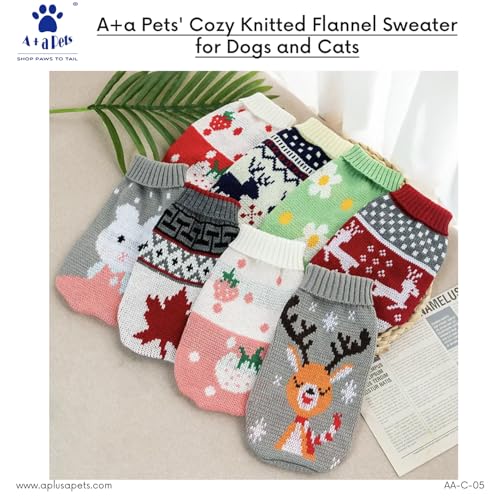 Image of A+a Pets' Cozy Knitted Flannel Sweater - Soft, Warm, Comfortable Fleece, Cold Weather Clothes for Dogs and Cats (bur-Berry, S)