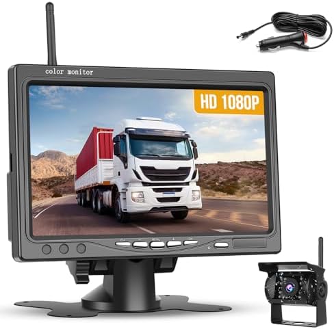 Hikity Camera Kit with LCD 7 Pockets Moniteur BSD et Caméra Vision Octurne Étanche IP68 Grand Angle 170° pour Véhicules à Moteur, Bus, Camping Voiture...