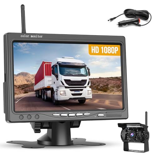 Hikity Kit de Caméra de Recul Avec Écran LCD 7 Pouces Moniteur BSD et Caméra Vision octurne Étanche IP68 Grand Angle 170° pour Véhicules à Moteur, Bus...