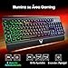 Teclado para Juegos,Teclado Gaming con Panel de Metal Completo Rainbow LED, Controles...
