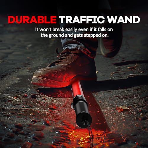 Image of E-riding 20 Pack Traffic Wand, 21 Inch Red Traffic Control Wand with 3 Flashing Modes & Side Clip, LED Safety Baton for Traffic Control, Parking, Aircraft, Car Directing
