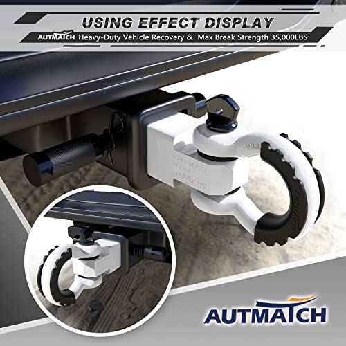 Autmatch Shackle Hitch Receiver 2 Inch - 3/4" D Ring Shackle And 5/8" Trailer Hitch Lock Pin, 45,000 Lbs Break Strength Heavy Duty Receiver Kit For Vehicle Recovery, White #TOP6
