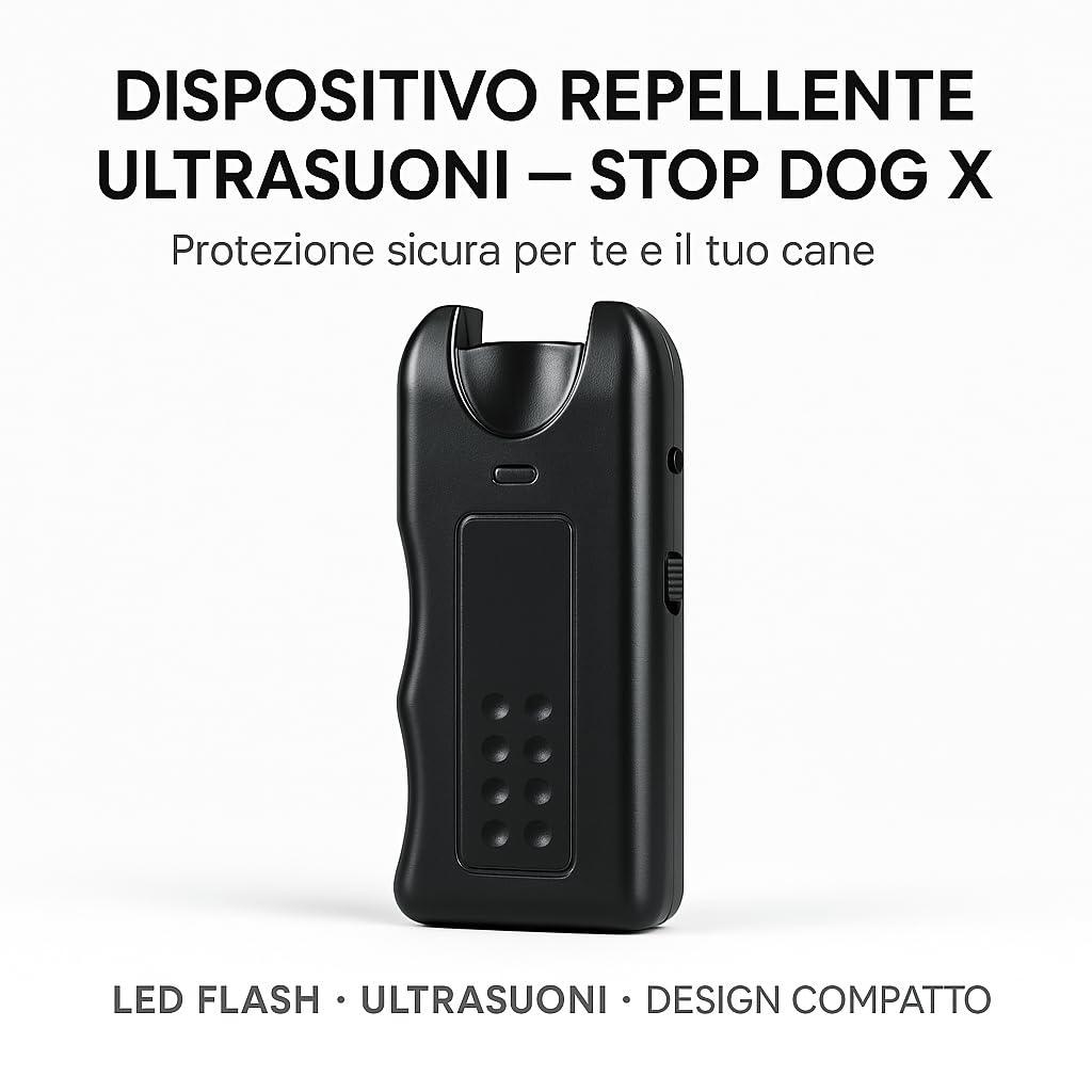 Repellente per Cani Ultrasuoni LED Flash Portatile 20MT Allontana Cani Minacciosi