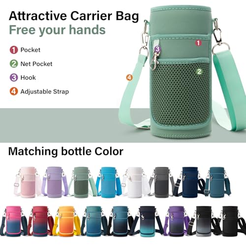 Insulated Water Bottle | Thickened Stainless Steel Vacuum Metal | Portable Sports Water Jug for Gym and Hiking with Straw, Carrier Bag, Handle Strap | BPA-Free 32 oz