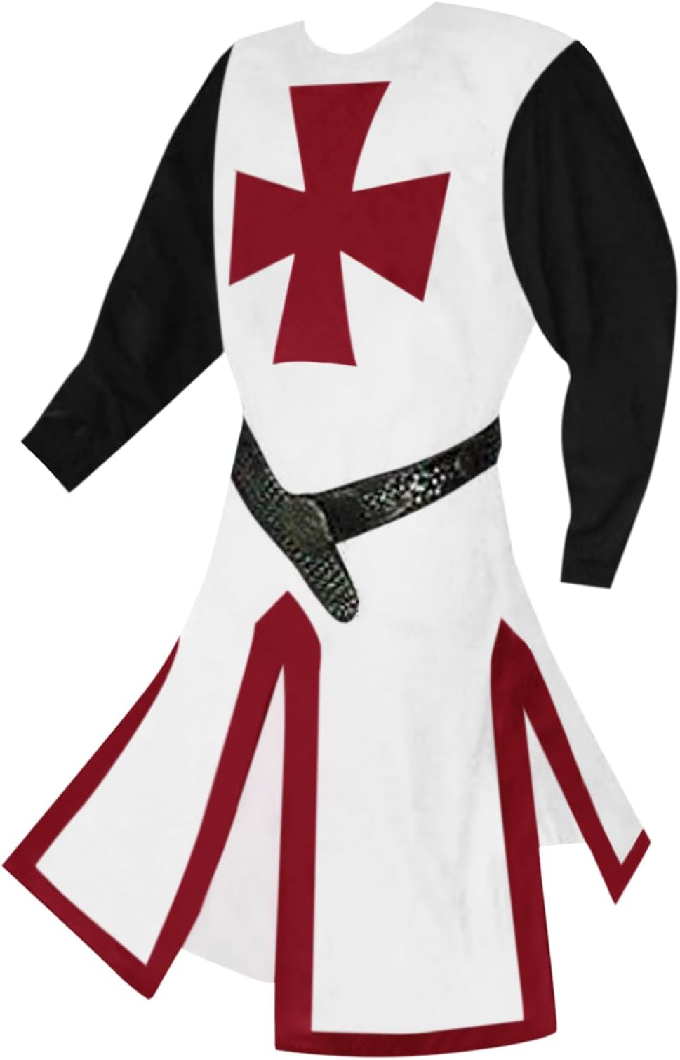 Mens Crusader Costume Medieval Templar Renaissance Knight Warrior Tunic Retro Halloween Cosplay Top with Cross