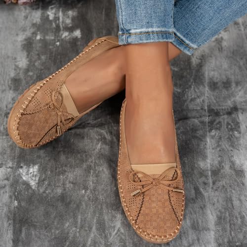 Curvahouse Orthopedic Shoes, Curvahouse Orthopedic Leather Shoes Lightweight Anti-Slip Women, Bow Loafer Slip-On Breathable Sandals4