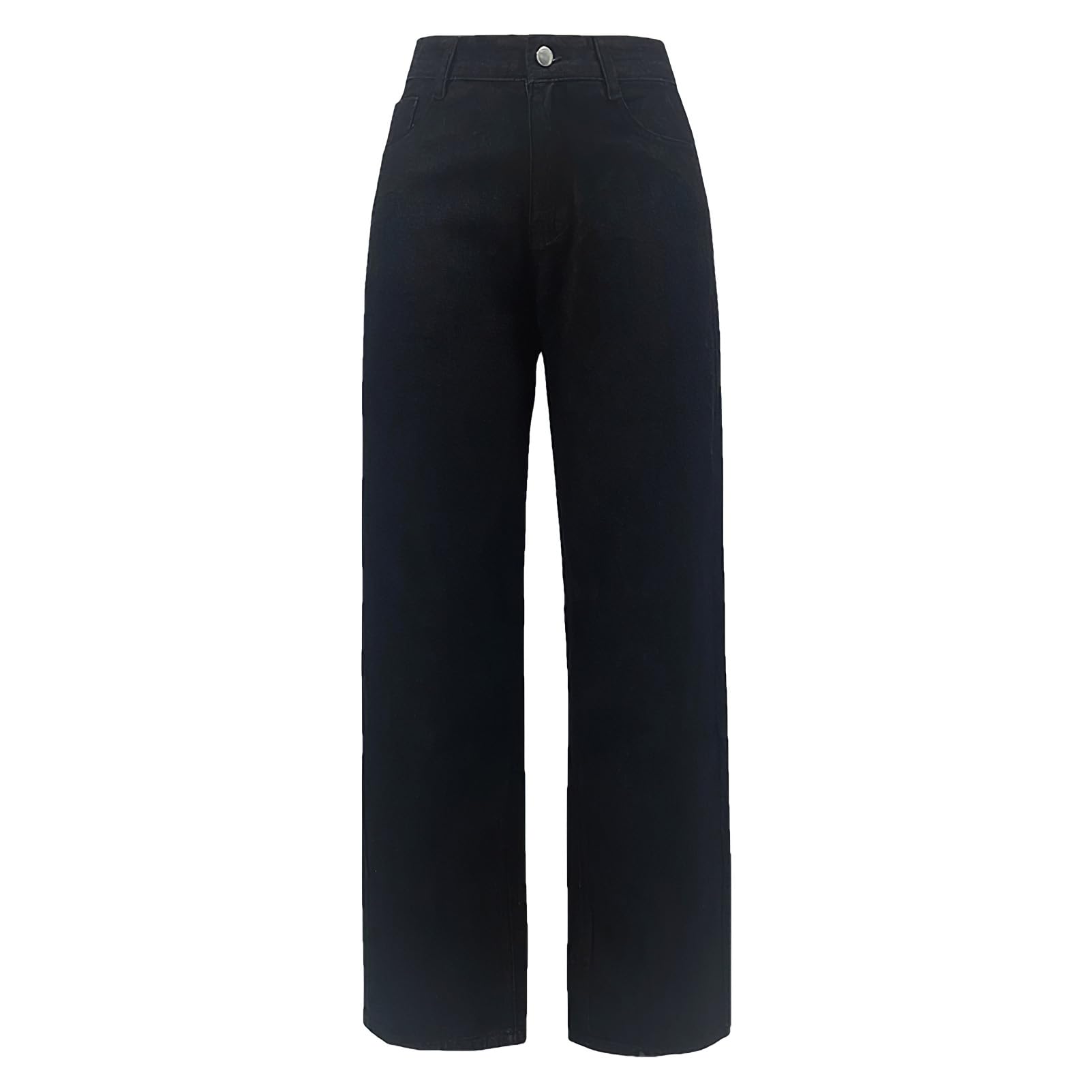 Donna Jeans a Gamba Dritta a Vita Alta Pantaloni Denim Casual a Gamba Larga