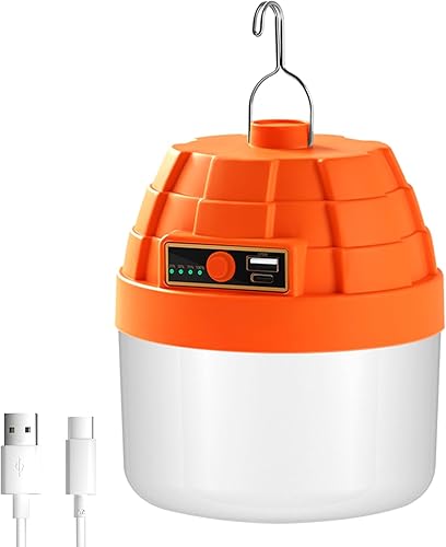 Miniatura 9 de Linterna LED portátil recargable, 3000 lúmenes, batería externa de 10000 mAh, luces LED para tienda de campaña, luz de campamento impermeable