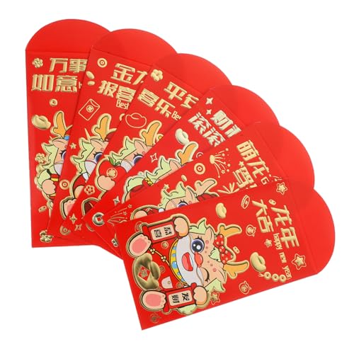 Artibetter 30個お年玉袋 辰年デザイン 風 赤い封筒 紙製お札ポーチ 祝福文字入り 新年の贈り物に