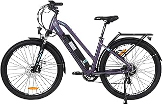 Hyuhome Electric Bikes for Adult Mens Women,27.5" Ebikes Bicycles Full Terrain 36V 12.5Ah Mountain E-MTB Bicycle,Shimano 7 Speed Double Disc Brakes for Outdoor Commuter (Purple, 820L+)