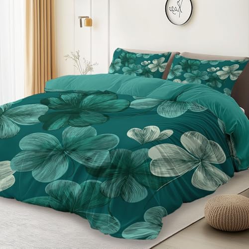 Housses de couette turquoise style campagne peint à la main pour chambre - 2