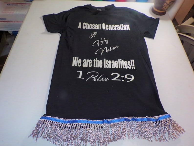A Chosen Generation A Holy Nation We are The Israelites 1 Peter 2:9 Size 3XL Black Tee Silver Fringes3