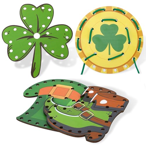 Cartes de laçage de la Saint-Patrick en bois pour occuper les enfants en famille