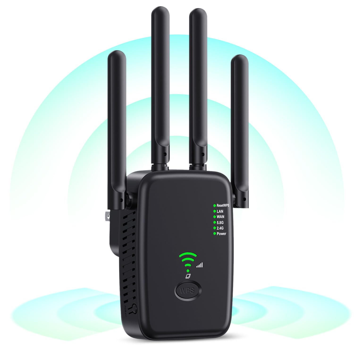 Necomi AC300 WiFi Range Extender, 300Mbps Through-Wall Anti-Interference WiFi Signal Booster, Repeater, Automatic Memory, Access Point One-Click Connection, Wide Coverage, Home, Office（Black）