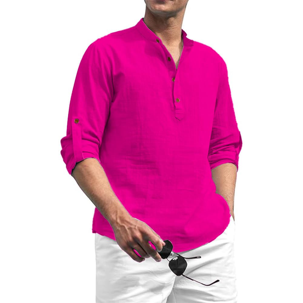 Beige Color Cotton Blend Mandarin Neck Short Kurta Straight Kurta for Men (S)-image-24