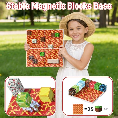 Image of Magnetic Blocks Baseplate for Minecraft Magnet Blocks, 4PCS, Lava