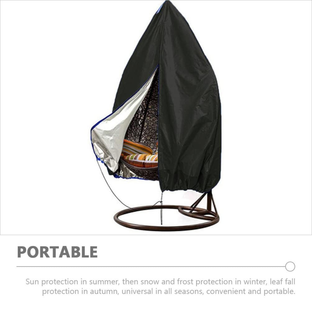 Housse de Chaise Suspendue Noire en Polyester, Étanche, Forme Œuf