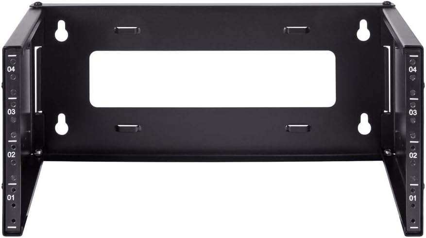 NavePoint 4U Patch Panel Bracket Wall Mount Patch Panel Rack for 19” Networking Equipment – Expandable Mounting Depth 9.5” to 15.5” 4U IT Rack 40lbs Weight Capacity