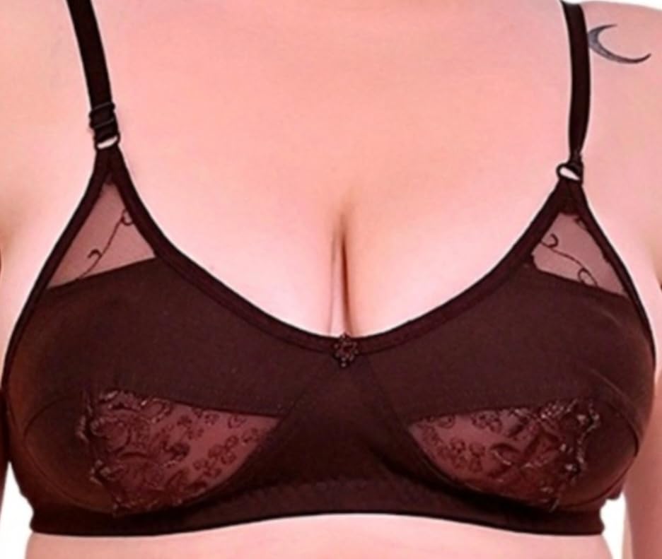 Image of Premium Women's Cotton Rich Non-Padded Wire-Free Lingerie Set | Full Coverage Bra & Low Rise Panty with Lace Work