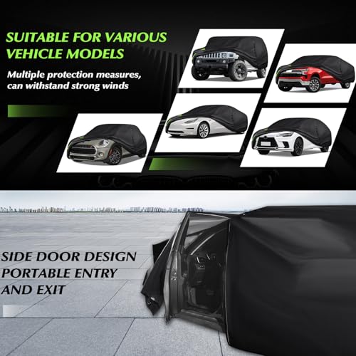 Image of 600D 16-Layer Heavy Duty Universal Car Cover, All Weather Waterproof Outdoor & Indoor Full Protection, UV Sun Snow Rain Dust & Scratch Resistant, OD-15 - Fit SUVs 214 inch-236 inch in Length, Black
