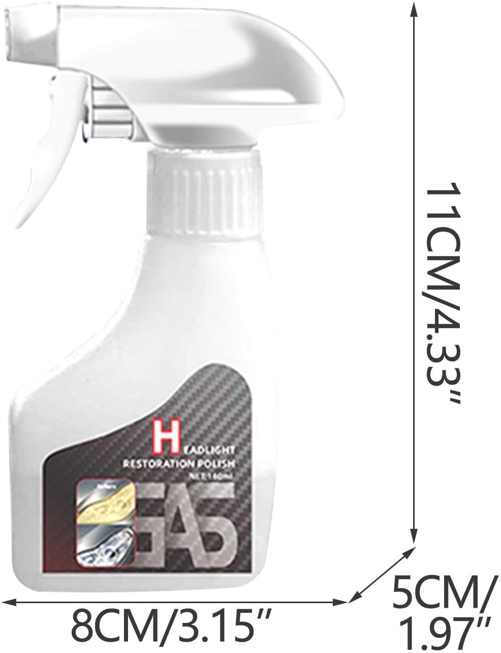 Headlight Restoration Kit with Crystal Coating - 180ml Yellowing Removal and Lens Refurbishing Cleaner,for Car Headlights, Oxidation Remover, Brings Headlights Back to Like New Condition (2)