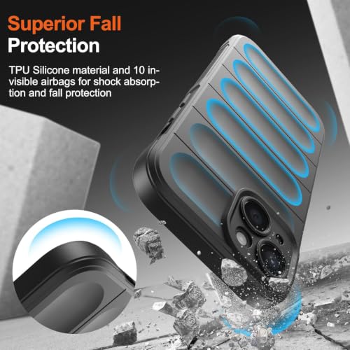 Image of ShieldTech AirGuard Series Back Cover Case for Apple iPhone 14 Plus | Microfiber Lining | Airbag Cushion Drop Protection | Shockproof Silicone Cover Case | Anti Slip Grip - Black for iPhone 14 Plus