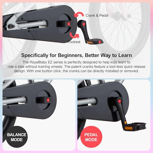 Image of RoyalBaby EZ-Pro Kids Bike, Lightweight Aluminum 2-in-1 Balance to Pedal Bike with One-Key Switch, 14 16 18 20 Inch for Age 3-10 Years
