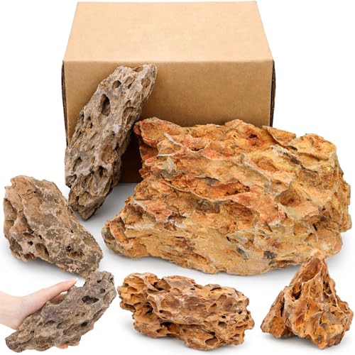 Eorbow 12lbs Natural Dragon Stones Decorative Aquarium Rocks Large Fish Tank Rock for Terrariums Aquarium Landscaping Paludariums Reptile Enclosures Bonsai Gardens Mixed Sizes 6-12 Inches