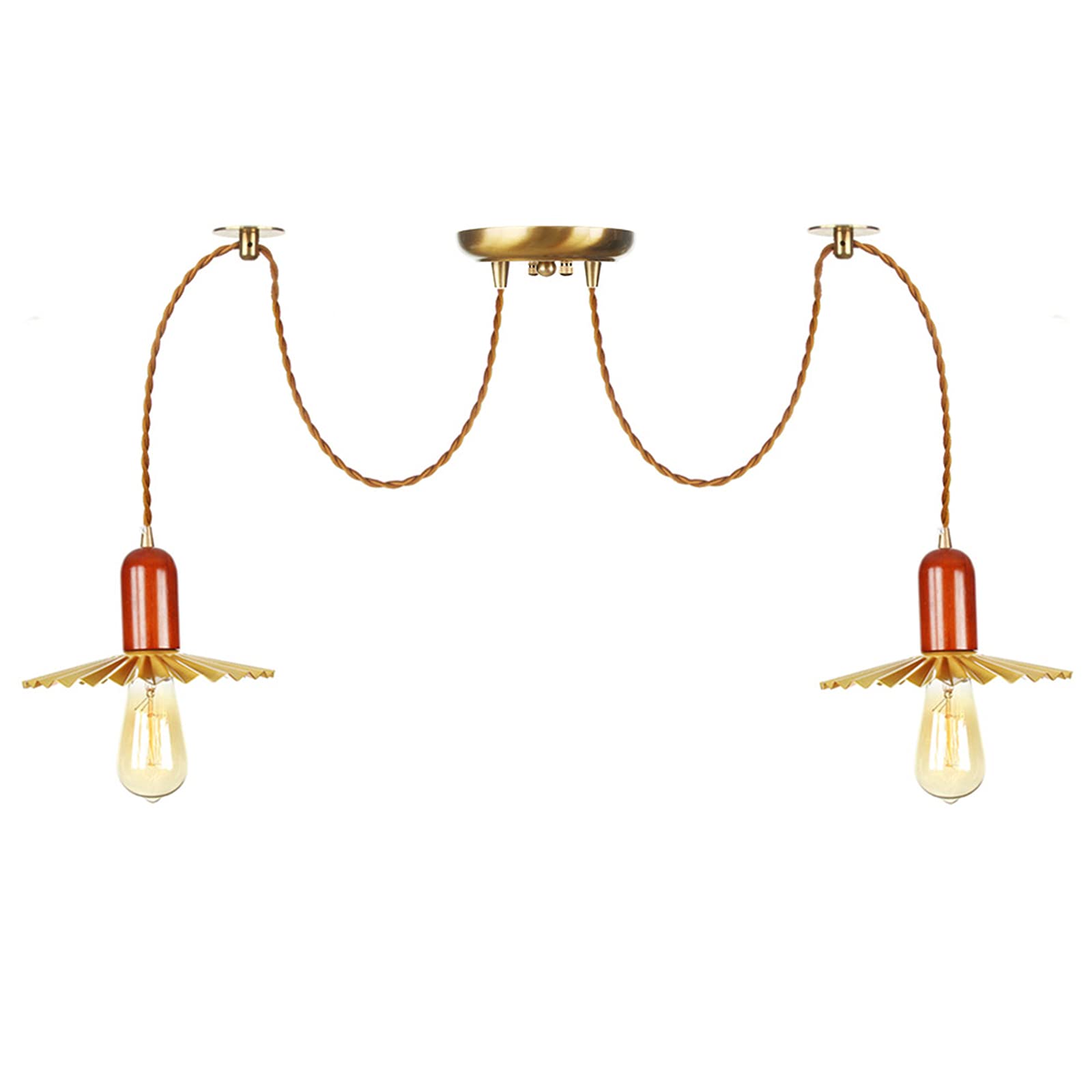 Lampes suspendues et plafonnier moderne en bois doré 8 lumières pour îlot de cuisine