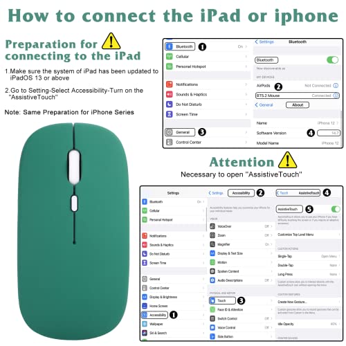 Image of UrbanX 2.4GHz & Bluetooth Mouse, Rechargeable Wireless Mouse Compatible with Smart TV Bluetooth Wireless Mouse for Laptop /PC /Mac /pro /Computer /Tablet /Android Jade Green