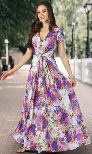 Image of KOH KOH Womens Long Flowy Cap Sleeve Empire Waist Cocktail Maxi Dress Gown