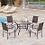 MIXPATIO Outdoor Patio Dining Set, 5 Pcs Patio Furniture Dining Table Chair, 4 Chairs and 1 Square Table(1.57" Umbrella Hole), for Garden, Lawn, Yards