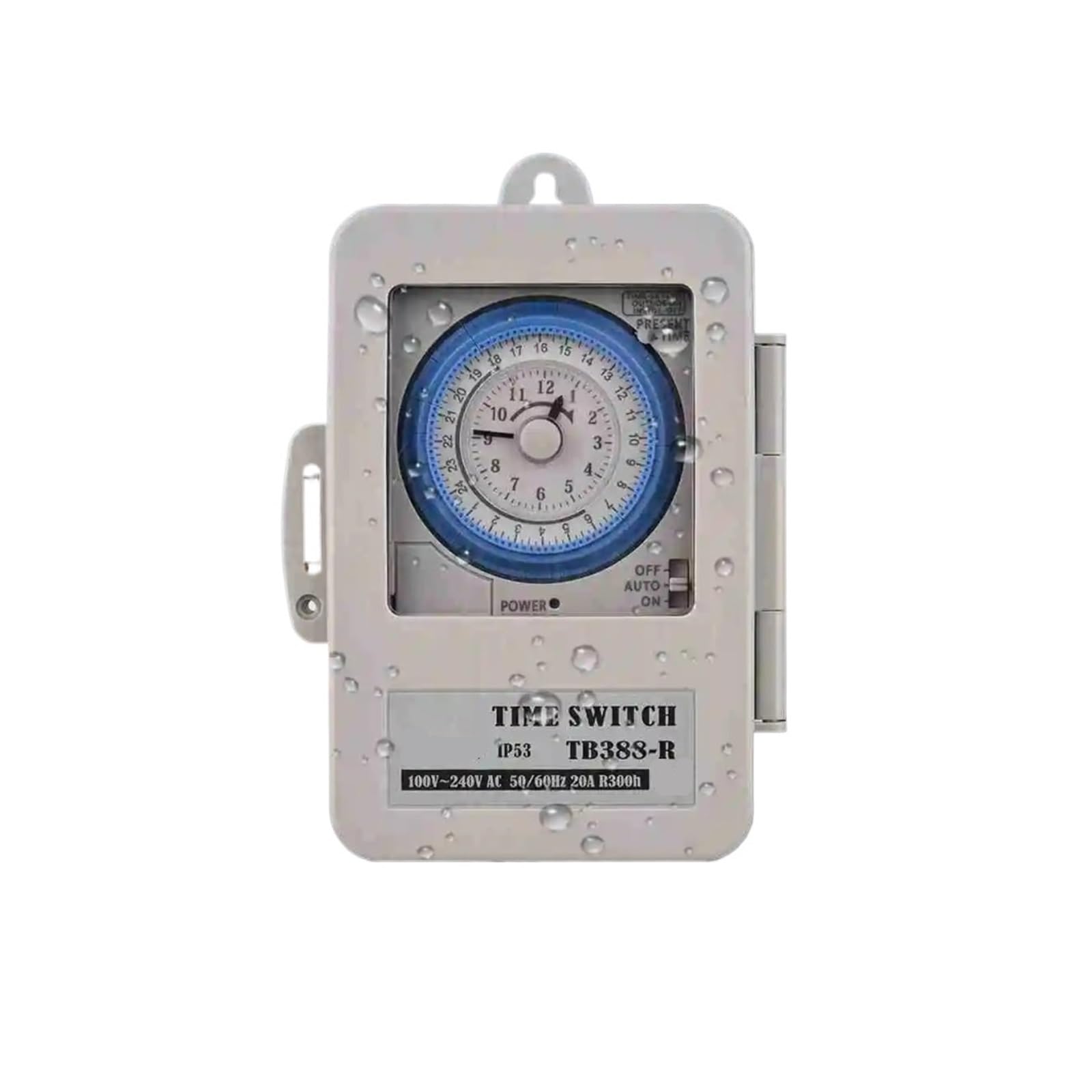 Mechanische Zeitschalter Mechanischer 24-Stunden-Zeitschaltuhr-Schalter IP53 Programmierbarer elektrischer Zeitschaltuhr-Schaltkasten AC 100-240 V 15-Minuten-Intervall 96-mal EIN/AUS