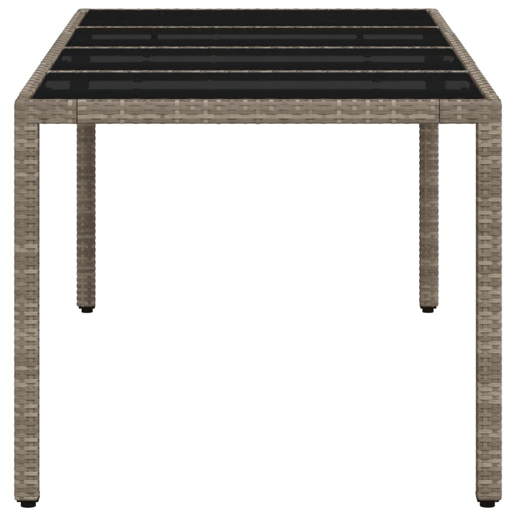 Myheimly Gartentisch mit Glasplatte Hellgrau 190x90x75 cm Poly Rattan