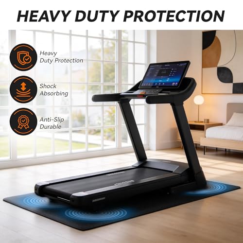 Image of Treadmill Mat for Carpet &Hardwood Floors, 79 inch x 39.4 inch 0.2 inch Thick High Density, Non-Slip Fitness Equipment Mat, Mat for Under Treadmills, Elliptical, Exercise Bikes, Stationary Cycles