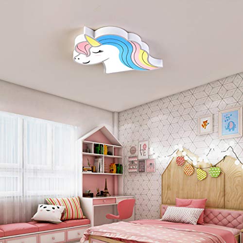 Preisvergleich Produktbild LED Kinderleuchte Modern Kinder Deckenleuchte Wohnzimmer Einhorn Leuchte Dimmbar Deckenlampe Mit Fernbedienung für Schlafzimmer lampe Esszimmer Küche Lampe Kinderzimmer Weiß Deko Decken Beleuchtung