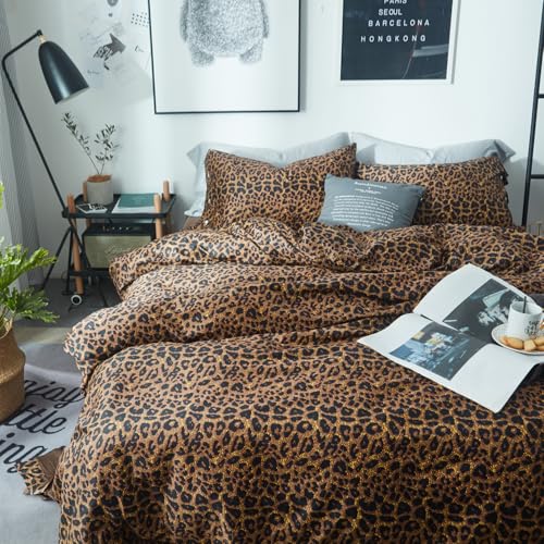 Mixinni Leopard Print California King Duvet Cover Set (3pcs)
