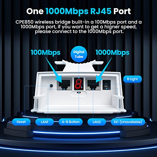 Image of Gigabit Wireless Bridge, UeeVii CPE850 5.8GHz Point to Point /Multipoint WiFi Bridge, 5KM Long Range Outdoor WiFi CPE with 16dBi Antenna, 24V PoE Power, Extend Network to Barns, Shops, Garages