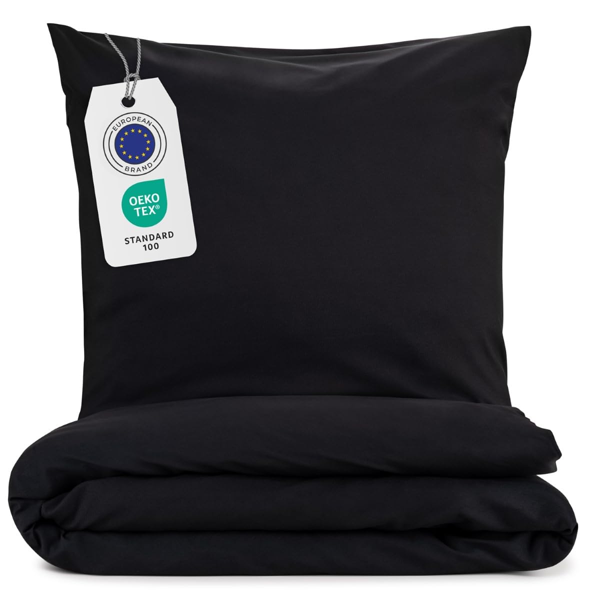 Blumtal Copripiumino Matrimoniale 240x220 e Federe 50x80 - Set di Lenzuola in microfibra extra morbida certificata Oeko-Tex, Set Copripiumino Matrimoniale con 2 Federe - 3 pezzi - Nero