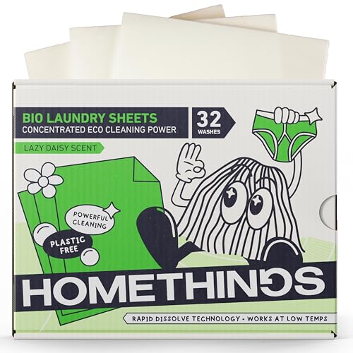 Bio Laundry Detergent Sheets | Super-Concentrated Eco & Biodegradable Laundry Sheets | Powerful Bio Cleaning Strips | Floral Lazy Daisy Fresh Fragrance | Compact, Space-Saving | x32 |