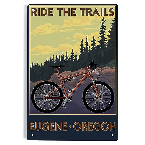 Lantern Press 6x9 Inch Metal Sign, Eugene, Oregon, Ride the